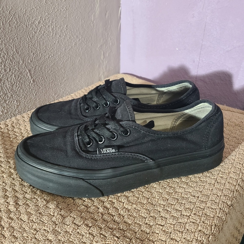 Vans Authentic Sneakers Mens 5 Womens 6.5 Black Black Low Top Canvas Shoes